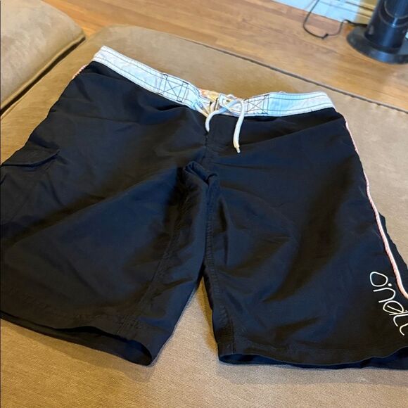O'Neill Black Shorts with Pink Trim - Picture 1 of 5